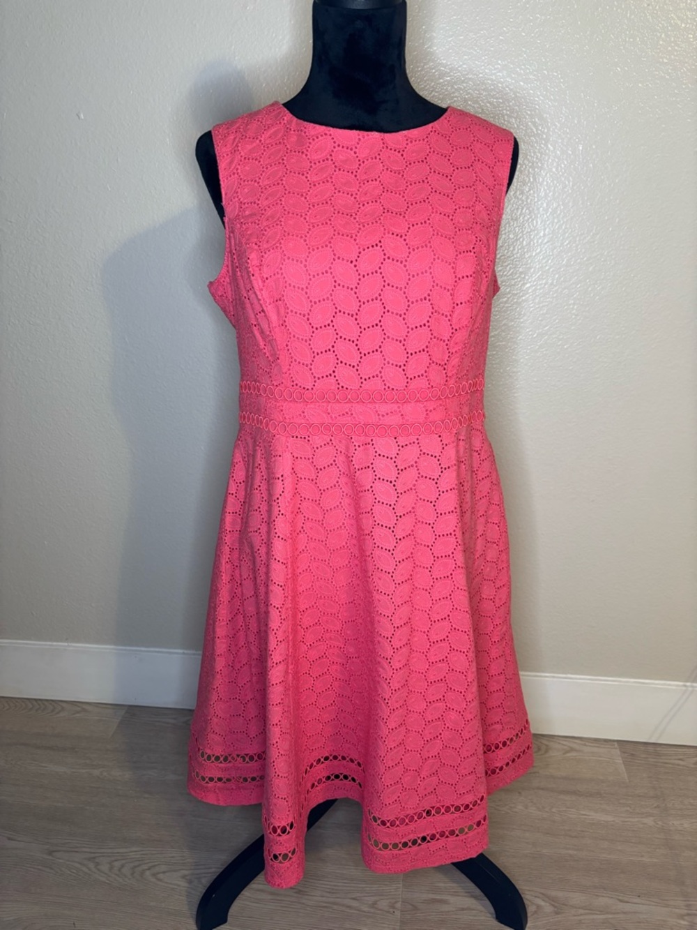 Calvin Klein Pink Eyelet Fit-and-Flare Dress Size 12